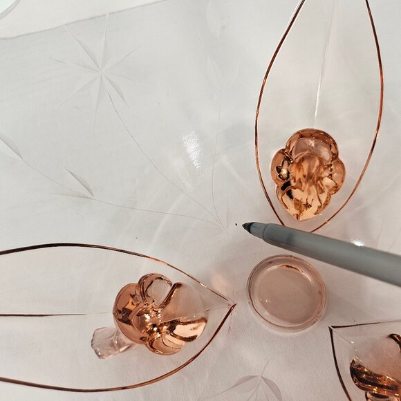 Jubilee Lancaster Pink Depression Large Glass Bowl Vintage Etched Floral Footed - Picture 9 of 13